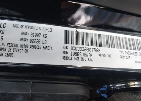 2014 Chrysler 200 Limited z USA, uszkodzony, nr VIN 1C3CCBCG9EN177086